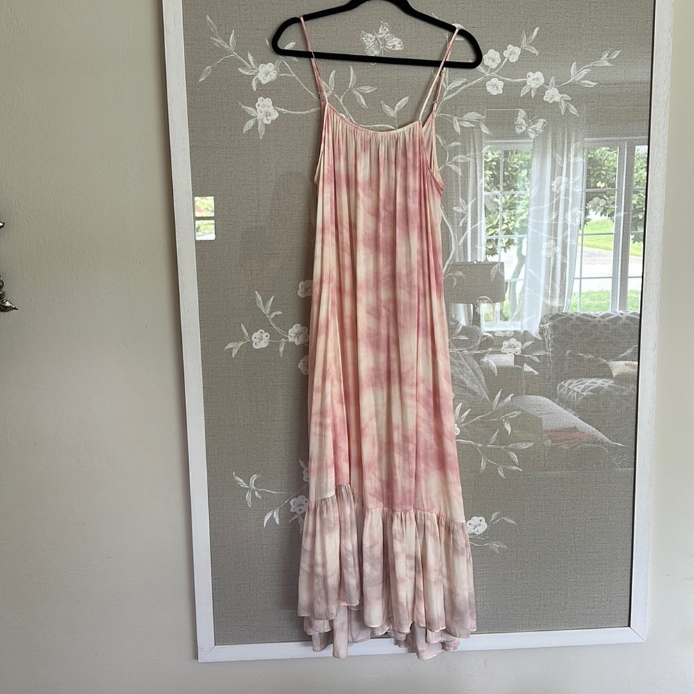 Free People Silky Pink Tie Dye Maxi Dress